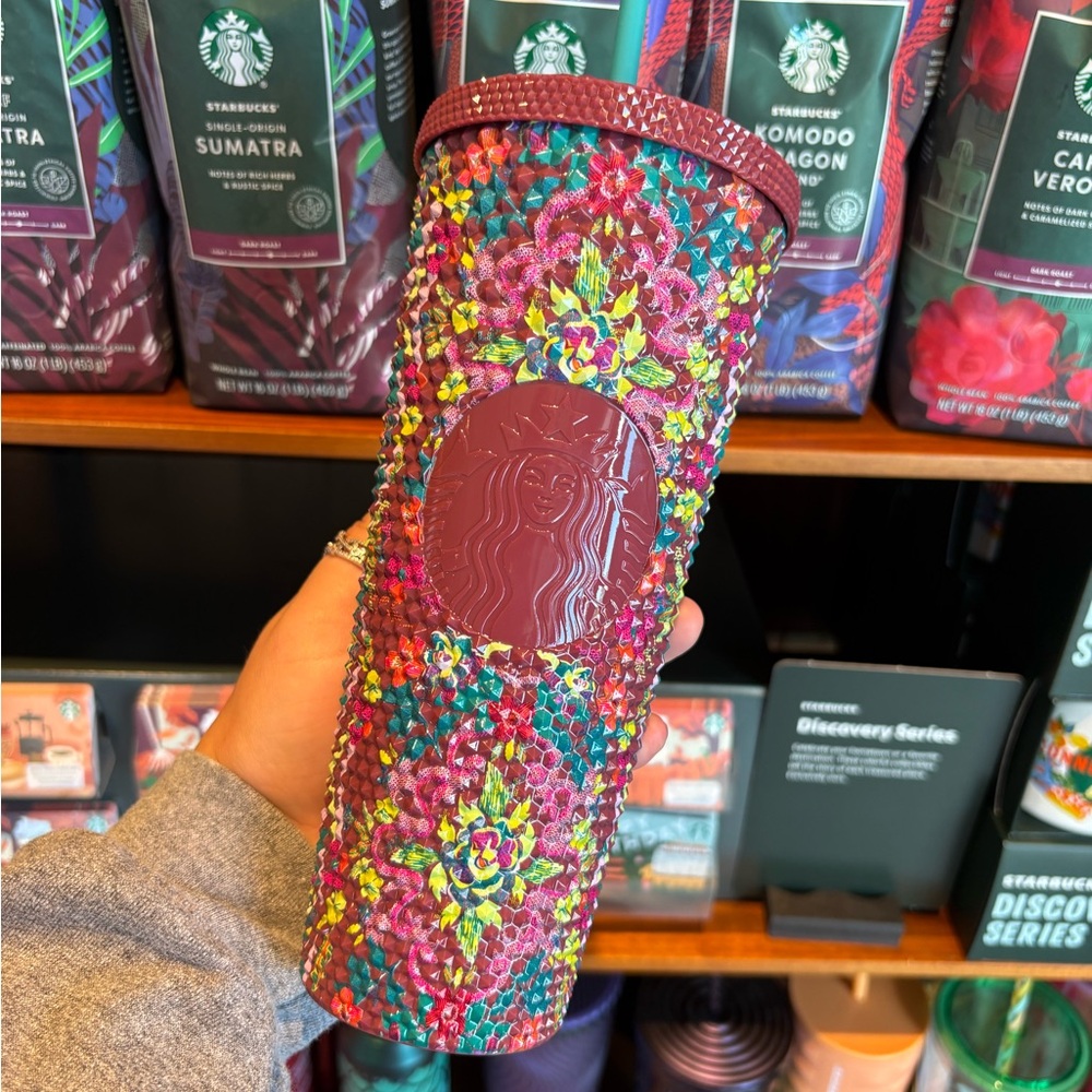 🎃NWT✨Starbucks 2025 Fall Halloween Printed Floral Studded Bling Venti Tumbler